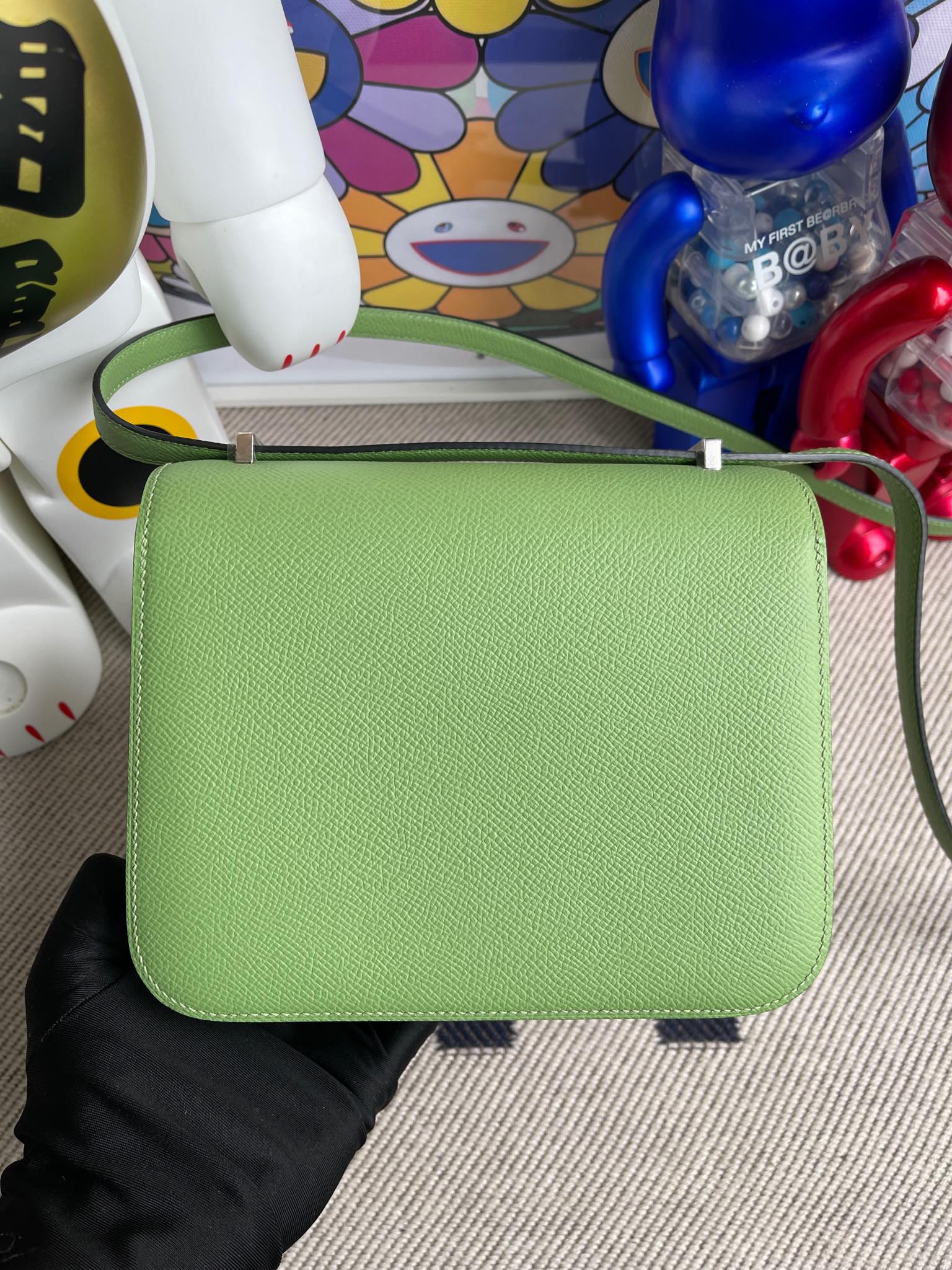 에르메스 콘스탄스18 아보카도그린 앱송 악어 리자드 가죽 버클